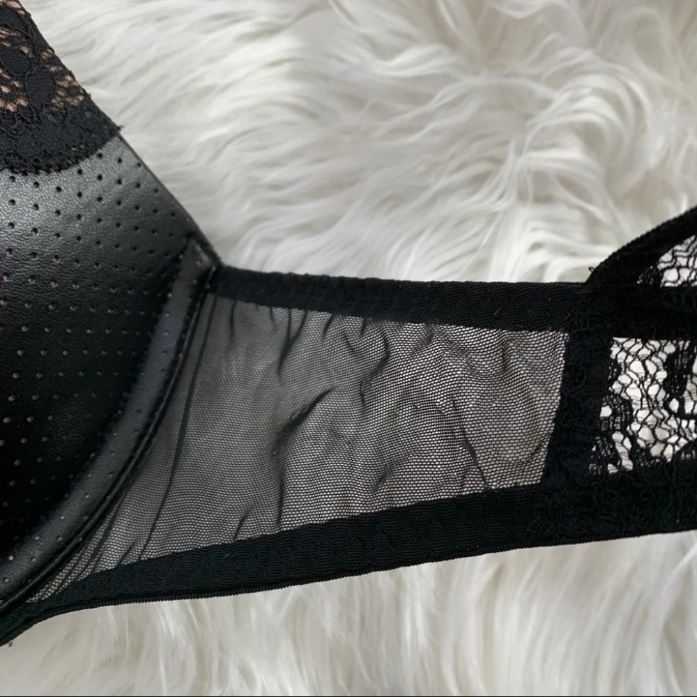 Rare Bombshell Miraculous Faux Leather 32B Push-up Bra Racerback - Picture 13 of 16